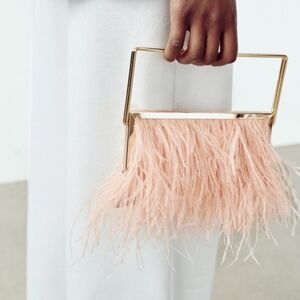 Zara FEATHERED BOX CLUTCH
